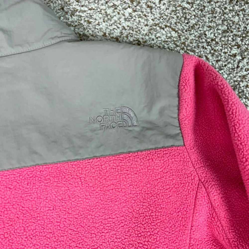 North Face Jacket Kids Girls Large Pink Gray Winter Denali Polartec Fleece Youth